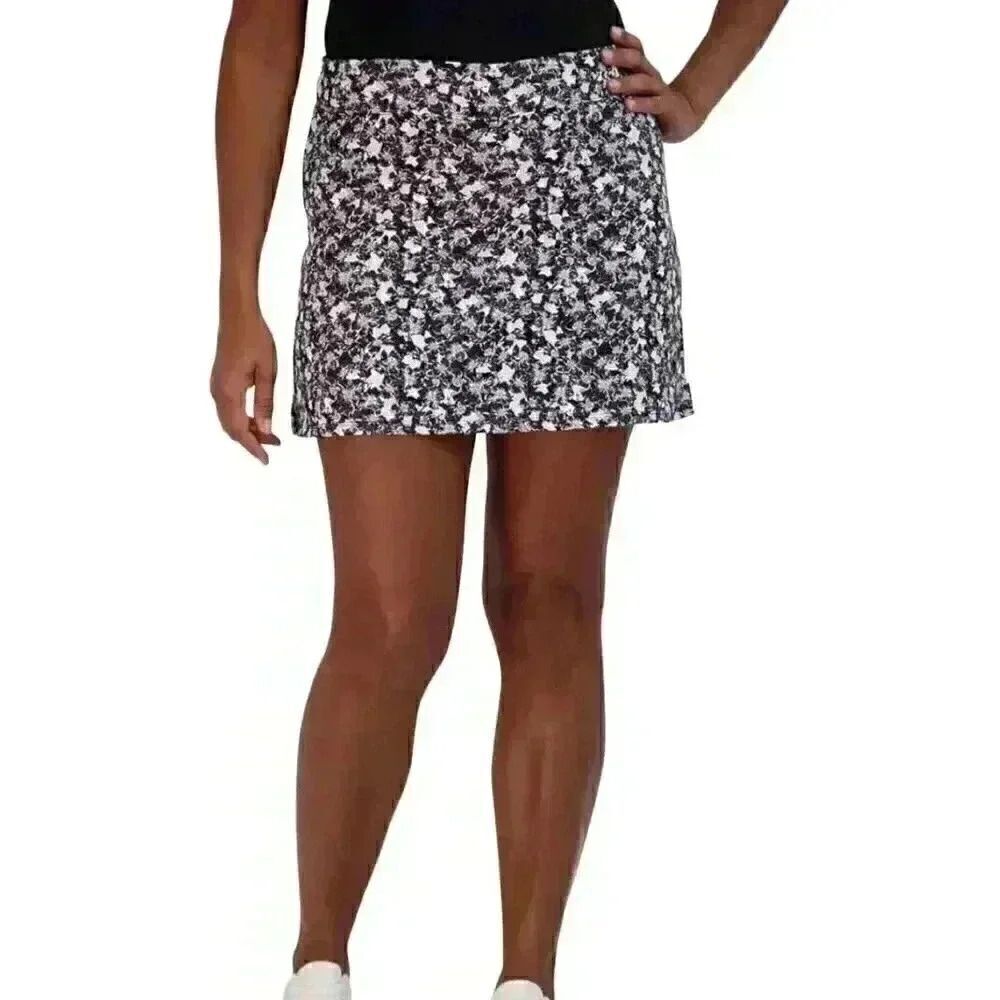 Tranquility by Colorado Women's Black & White Floral Poly/Spandex Active Skirt S